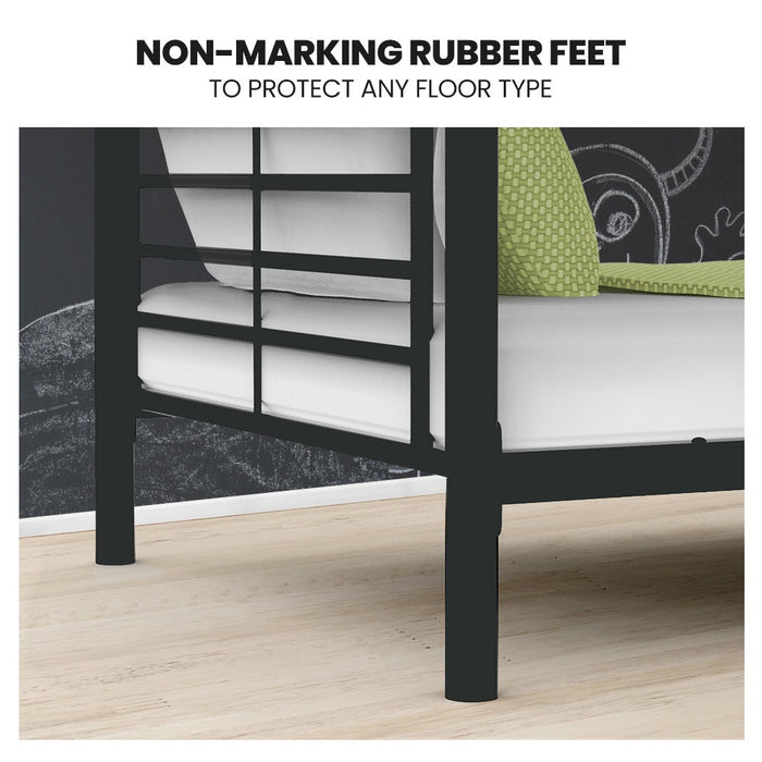 2In1 Single Metal Bunk Bed Frame With Modular Design Dark Matte Grey