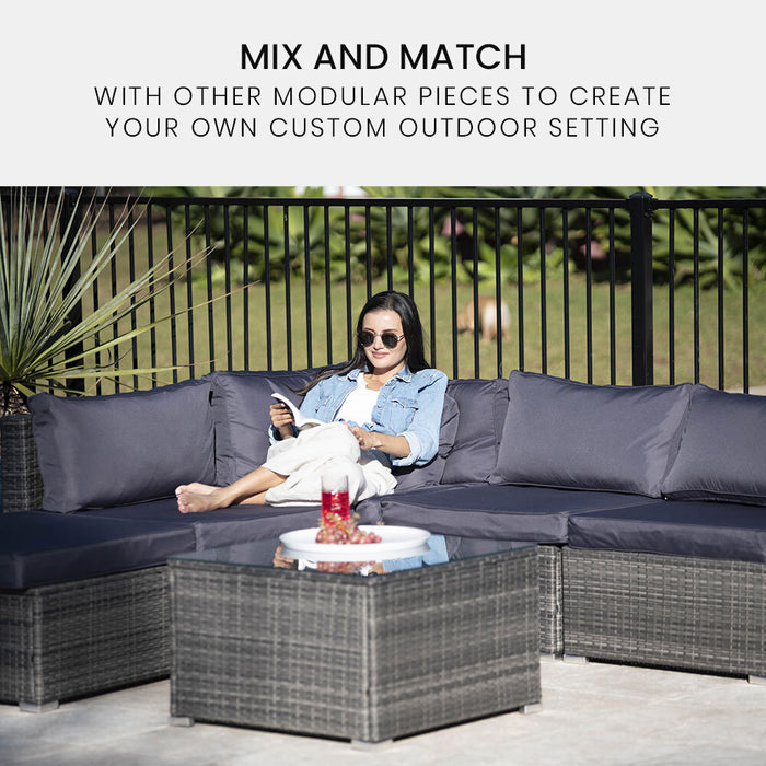 Outdoor Wicker Coffee Table Patio Furniture 1 Piece Grey