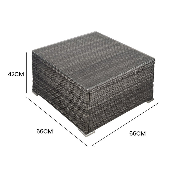 Outdoor Wicker Coffee Table Patio Furniture 1 Piece Grey