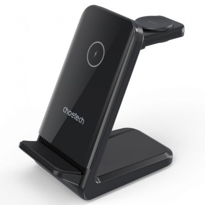 T608-F-Bk 15W 4-In-1 Wireless Charger Stand For Iwatch And Samsung Watch Black