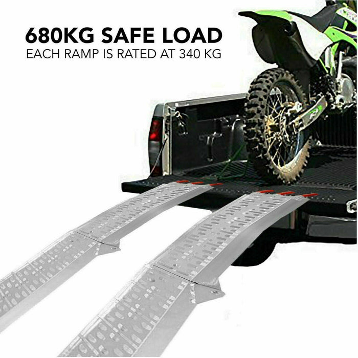 D2U Aluminum Folding Loading Ramps With Heavy-Duty 680Kg Capacity For Atvs Motorcycles Ride-On Lawnmowers