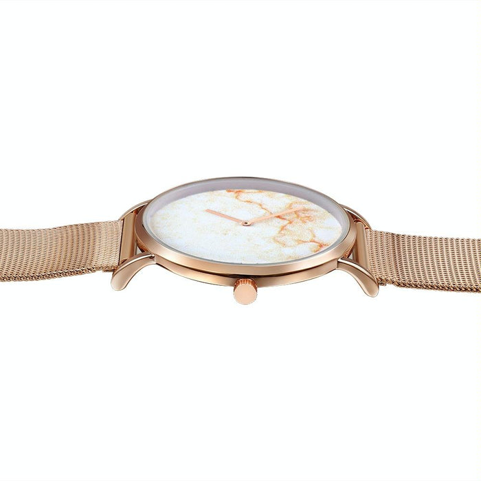 6812 Round Dial Alloy Gold Case Fashion Women Quartz Watch With Stainless Steel Band