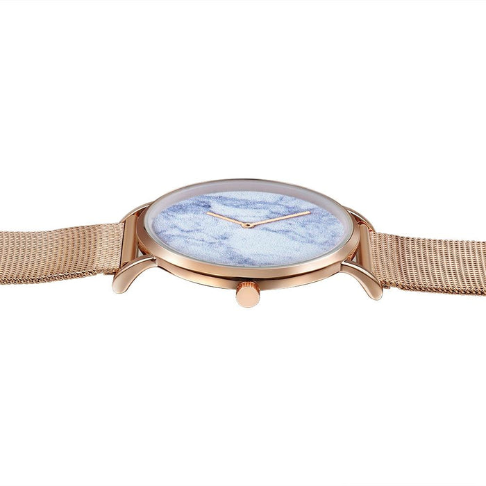 6812 Round Dial Alloy Gold Case Fashion Women Quartz Watch With Stainless Steel Band