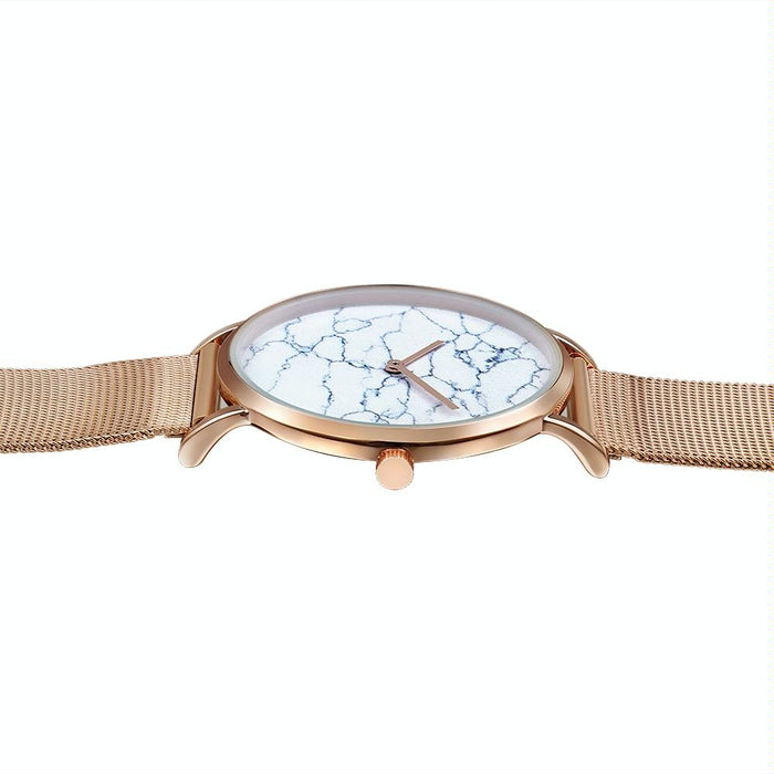 6812 Round Dial Alloy Gold Case Fashion Women Quartz Watch With Stainless Steel Band