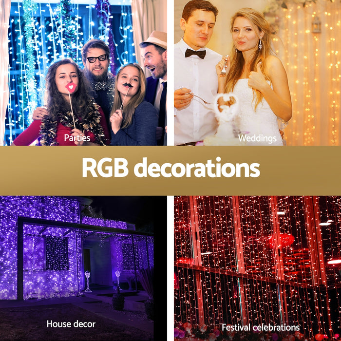 6X3M Christmas Lights Curtain String Light 960 Led Rgb Remote