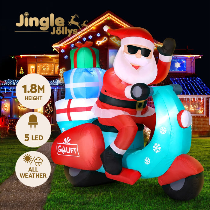 Christmas Inflatable Santa Motorbike Led Illuminated Decorations