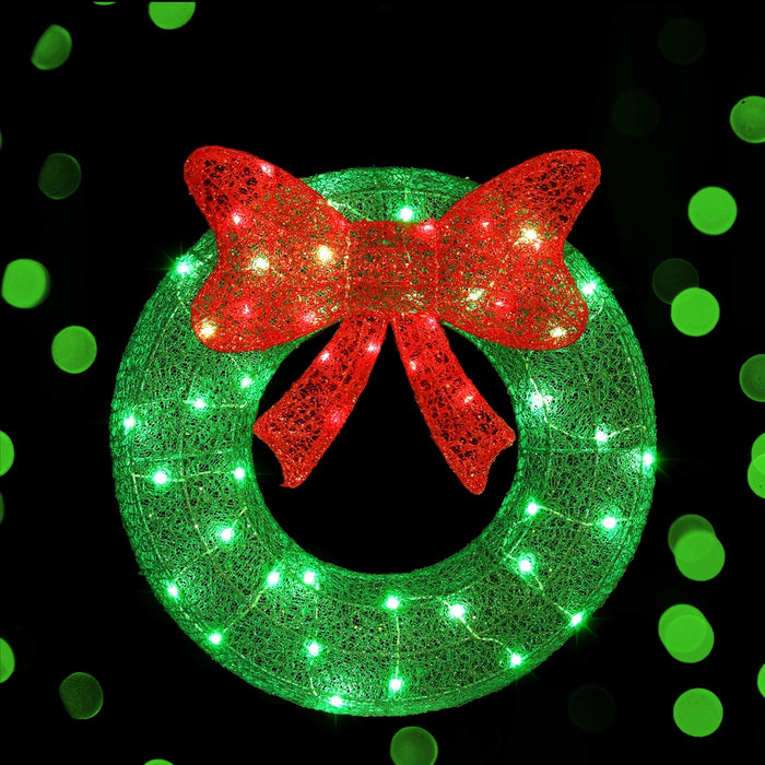 Christmas Lights 60Cm Motif 50 Led Solar Wreath Xmas Decorations