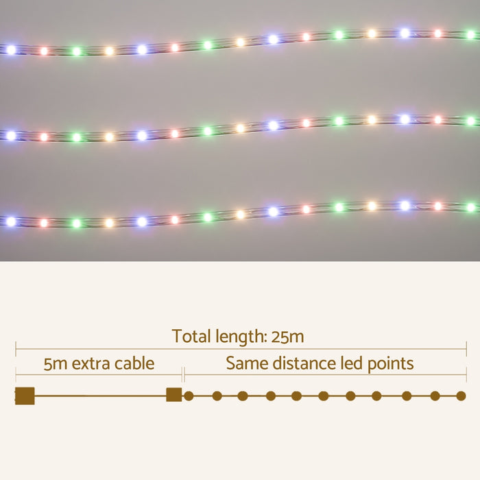 20M Christmas Lights String Rope Light Decoration 600 Led Colourful