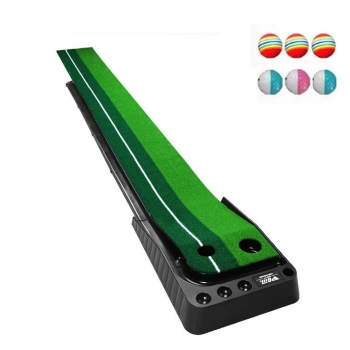 2.5M Golf Indoor Swing Grip Putting Trainer Practice Pace With Automatic Return Fairways & 3 Soft Balls & 3 Two-Colour Balls