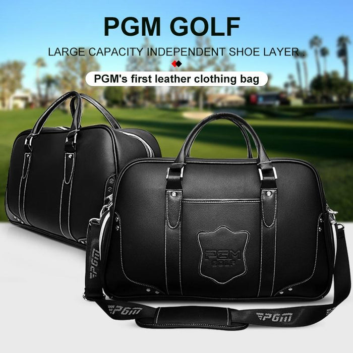 Golf Portable Large Capacity Genuine Leather Ball Bag Clothing Bag For Men Built-In Shoe Bag