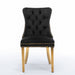 Aaden 2x Velvet Dining Chairs With Golden Metal Legs-black