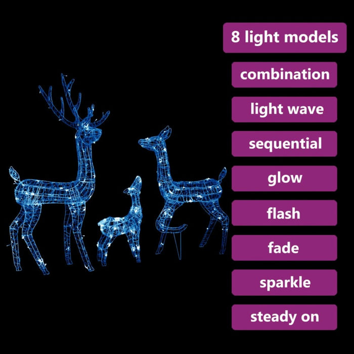 Acrylic Reindeer Family Christmas Decoration 300 Led Blue