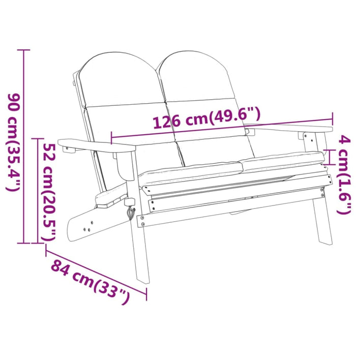 Adirondack Garden Bench With Cushions 126 Cm Solid Wood