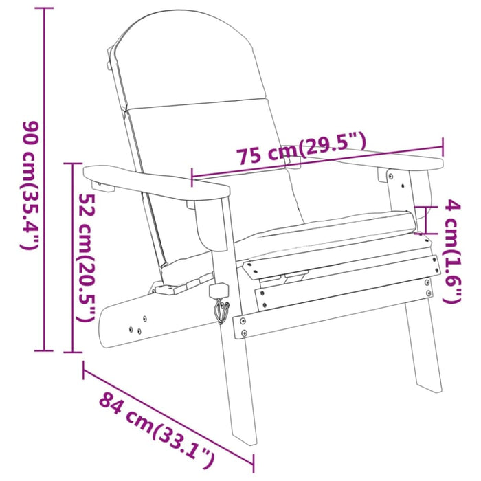 Adirondack Garden Chair With Cushions Solid Wood Acacia