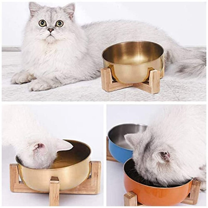 Adjustable 15° Tilt Durable Bamboo Base Large-capacity Pet