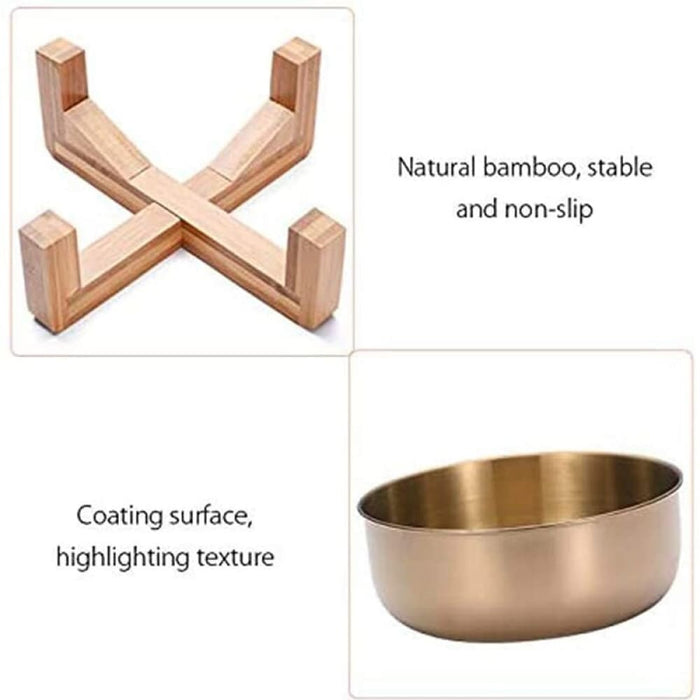 Adjustable 15° Tilt Durable Bamboo Base Large-capacity Pet