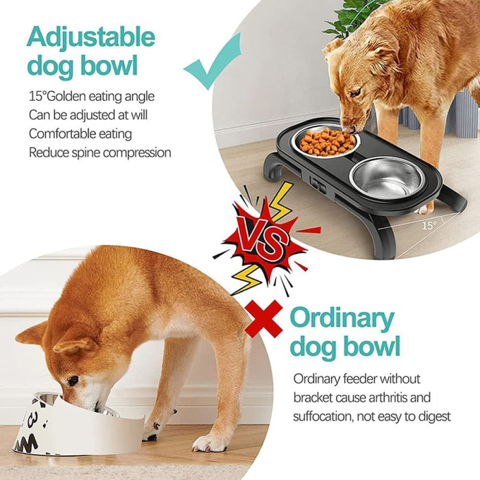 Adjustable Detachable Non-slip Stainless Steel Dog Bowls