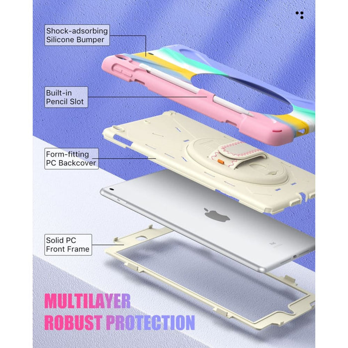 Adjustable Hand Stap Hybrid Protective Case For Ipad 8th