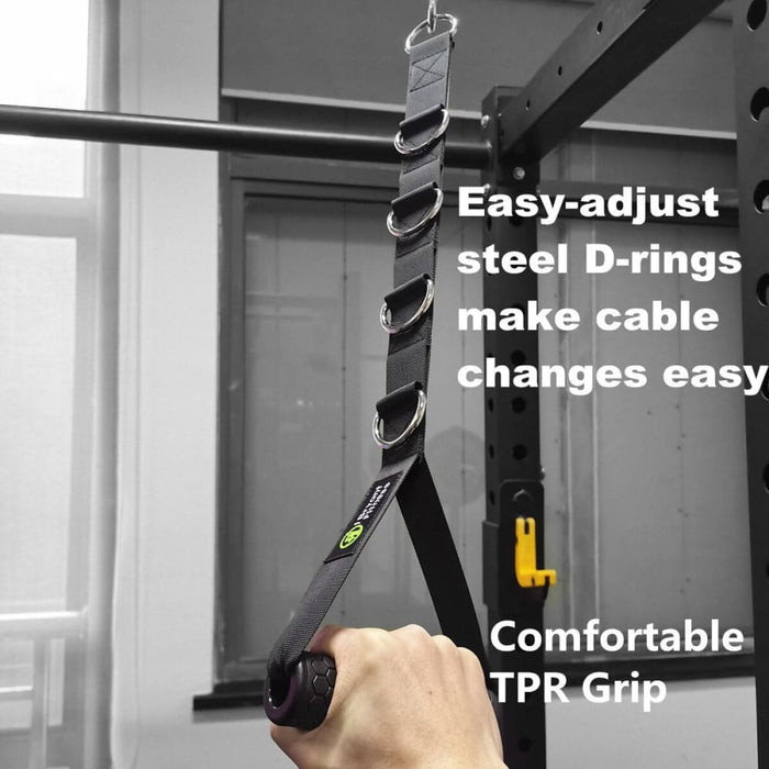 Adjustable Gym Handle With 5 D-rings For Cable Machine