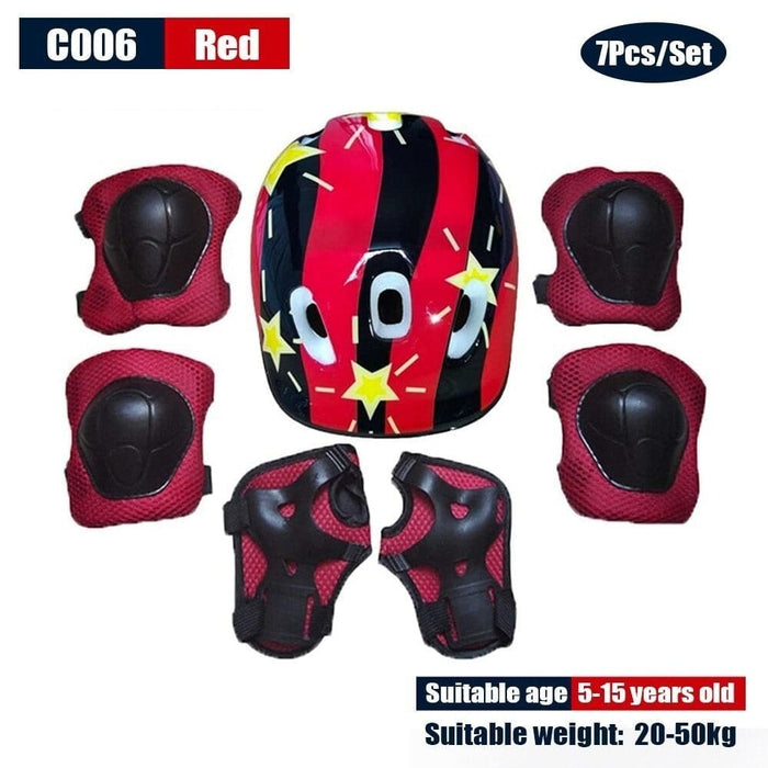 Adjustable Helmet Protective Gear Set Knee Elbow Wrist Pads