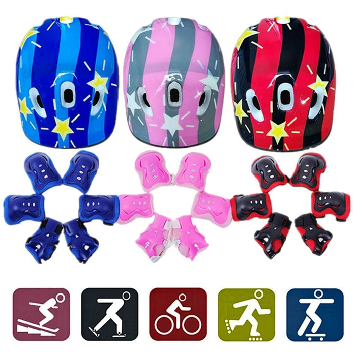 Adjustable Helmet Protective Gear Set Knee Elbow Wrist Pads