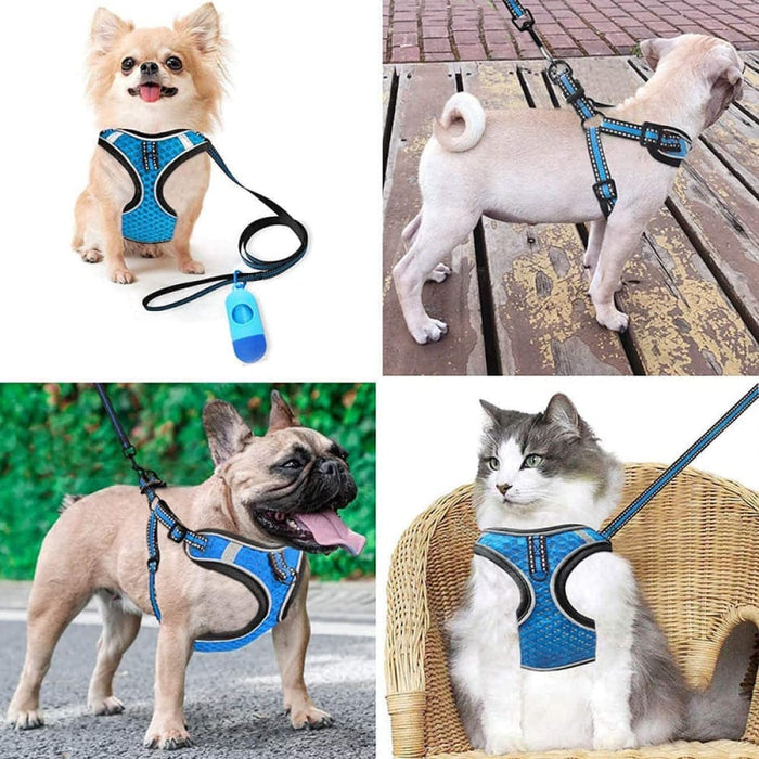 Adjustable Reflective Breathable Soft Air Pet Harness Leash