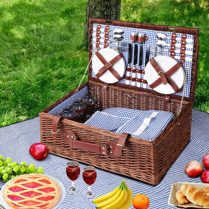 Alfresco 4 Person Picnic Basket Baskets Handle Outdoor