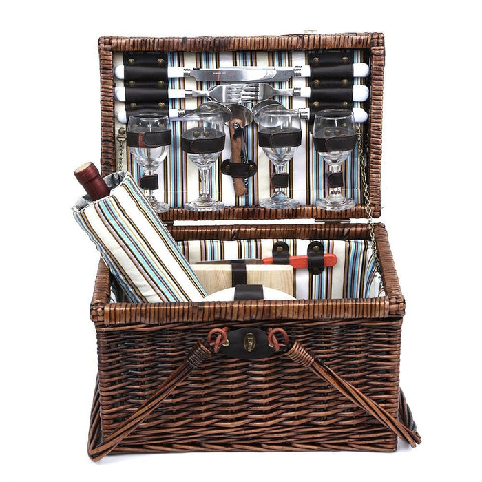 Alfresco Deluxe 4 Person Picnic Basket Set Folding Outdoor