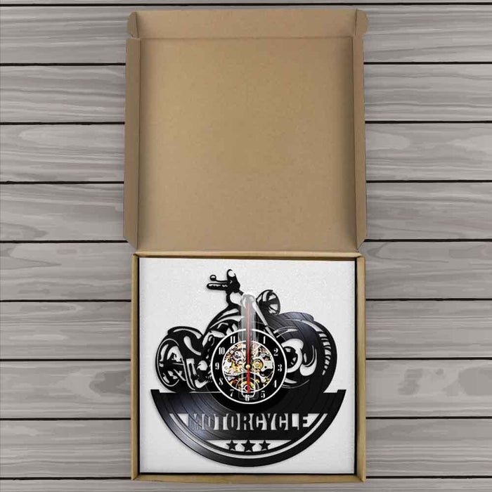 American Classic Motorcycle Wall Art Led Vinyl Record Clock