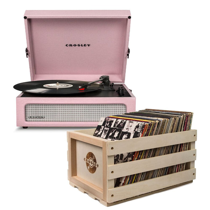 Amethyst Bluetooth Turntable With Record Crate