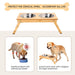 Anti - skidding Adjustable Bamboo Pet Feeder Double Dog