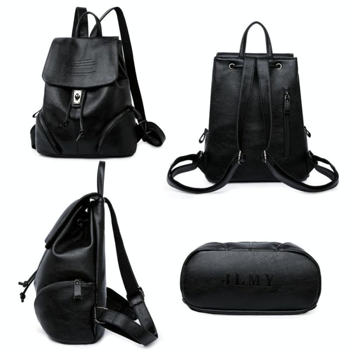 Anti Theft Leather Backpack