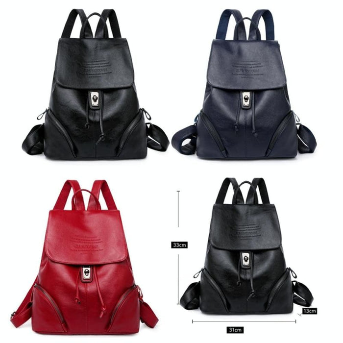 Anti Theft Leather Backpack