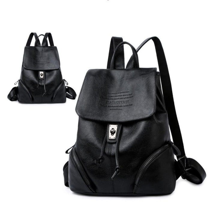 Anti Theft Leather Backpack