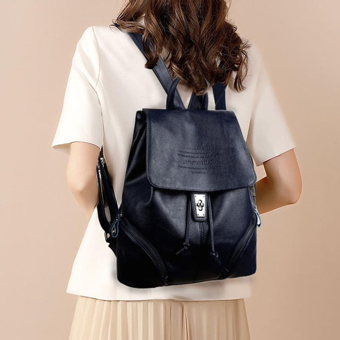 Anti Theft Leather Backpack