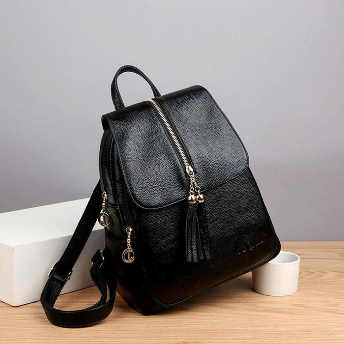 Anti Theft Leather Travel Backpack