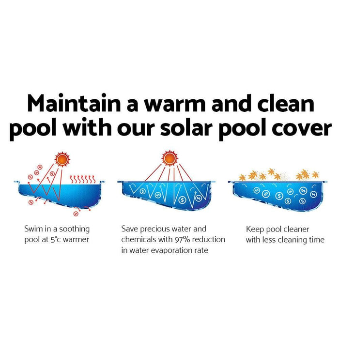 Aquabuddy 11m x 4.8m Solar Swimming Pool Cover - Blue