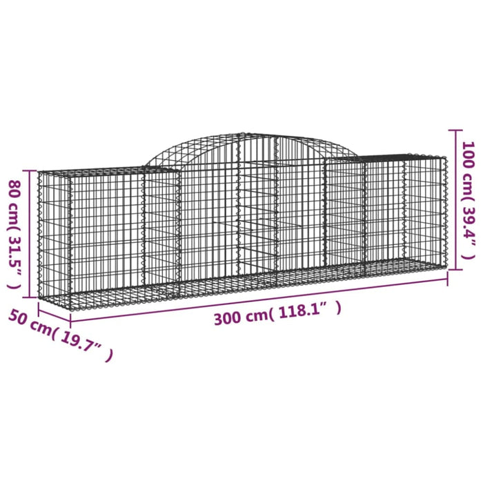 Arched Gabion Baskets 2 Pcs 300x50x80/100 Cm Galvanised