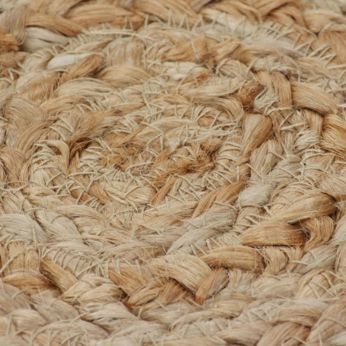 Area Rug Braided Design Jute 120 Cm Round