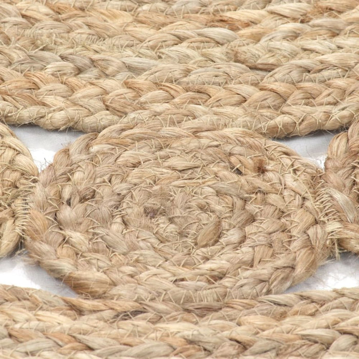 Area Rug Braided Design Jute 90 Cm Round