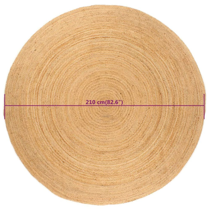 Area Rug Braided Jute 210 Cm Round Tatpnp