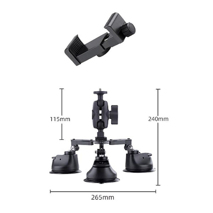 Arm Phone Clamp Mount Tri-leg Suction Cup Connecting Rod