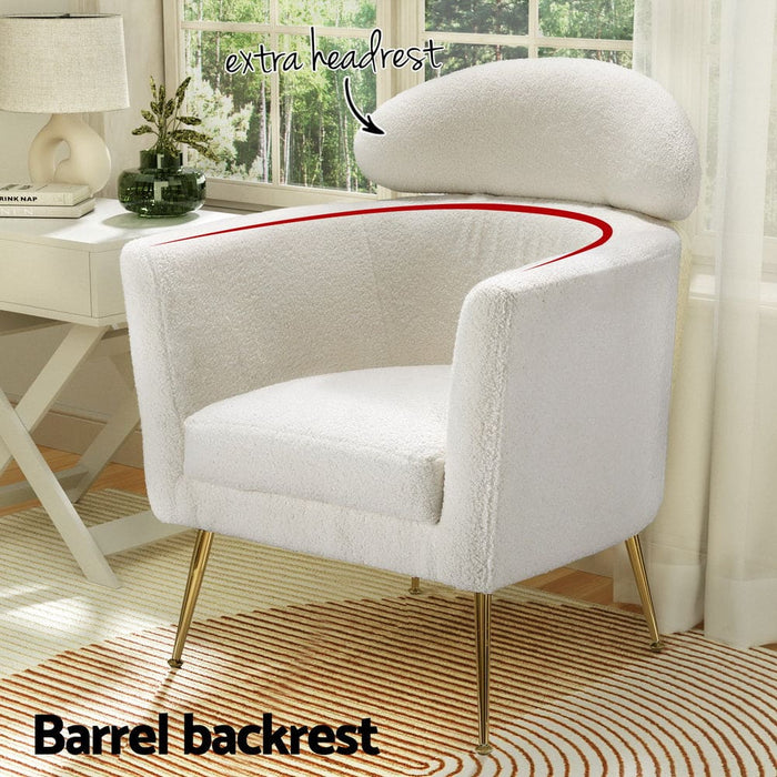 Armchair Boucle Fabric White Yoli