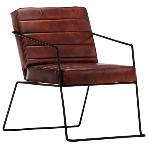 Armchair Dark Brown Real Leather Xnaaox