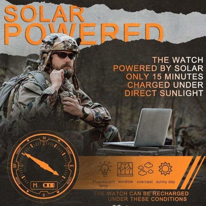 Army Style 50m Waterproof Solar Power Digital Watch