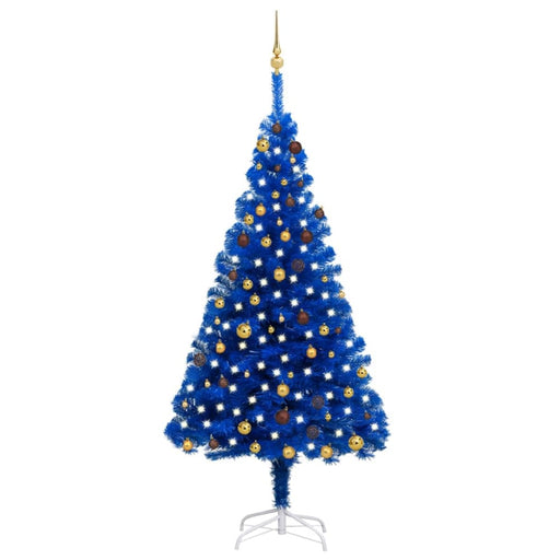 Artificial Christmas Tree With Leds&ball Set Blue 210 Cm Pvc