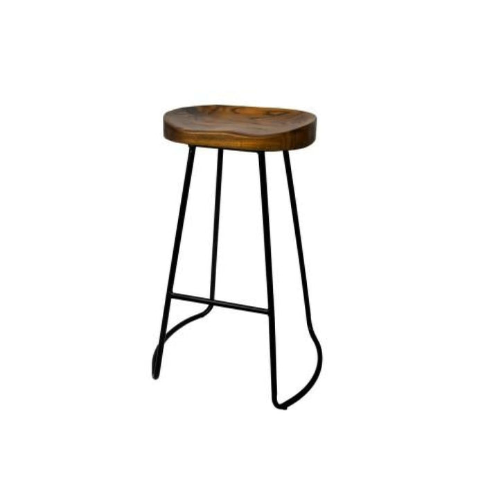 Artiss Set Of 2 Backless Elm Wood Bar Stools 75cm - Black