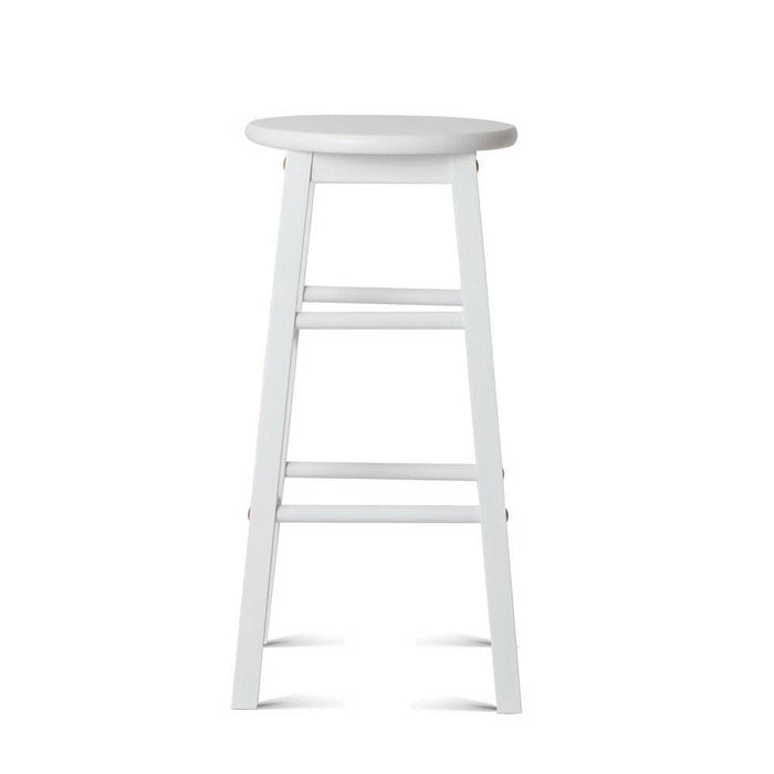 Artiss Set Of 2 Beech Wood Backless Bar Stools - White