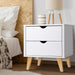 Artiss 2 Drawer Wooden Bedside Tables - White