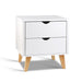 Artiss 2 Drawer Wooden Bedside Tables - White